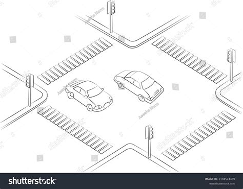 Intersection Traffic Above Line Art Stock Vector (Royalty Free) 2194574409 | Shutterstock