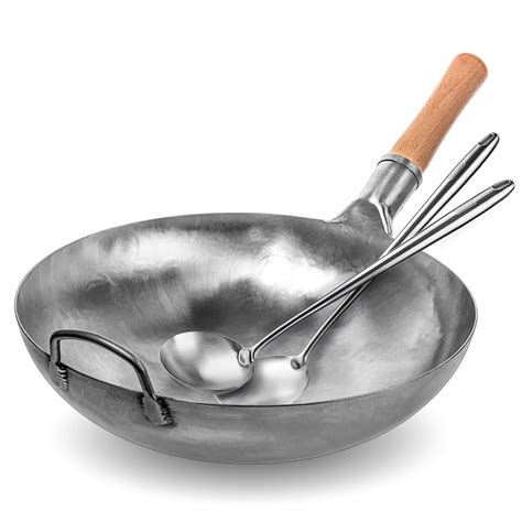 Missing Tools Yosukata Silver Round Bottom Wok Pan Woks And