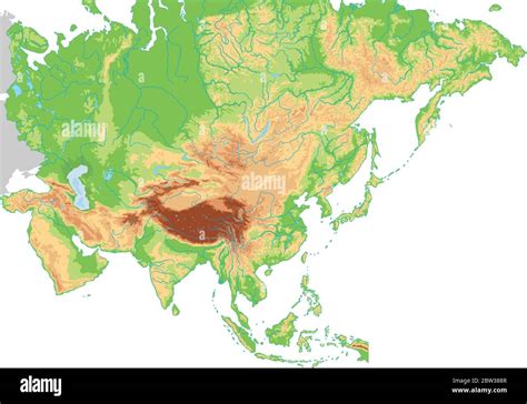 Mappa Fisica Asia Dettagliata Immagine E Vettoriale Alamy