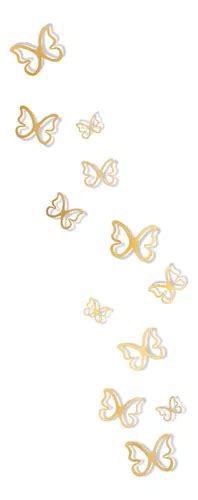 Mariposas 3d Para Pared Diseño Contorno Dorado 12 Piezas Envío Gratis