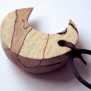 Wood Moon Necklace Carved Wood Moon Pendant Moon Jewelry Spalted