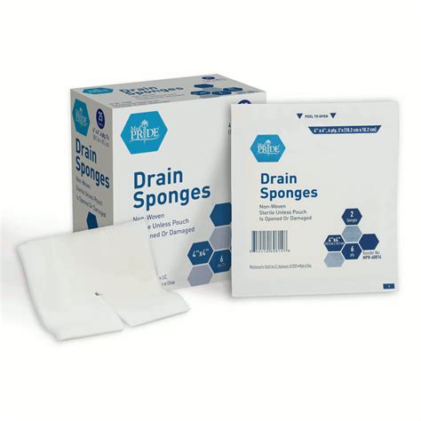 Medpride Drain Sponge 4 X 4 6ply 2 Pouch Sterile Box Of 25