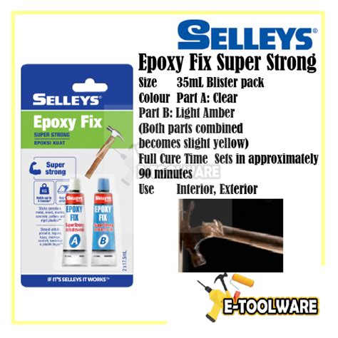 Selleys Epoxy Fix Super Strong 35ml Ab Repair Hand Tool Marble Concrete Pottery Diy Home Glue 2 Ton