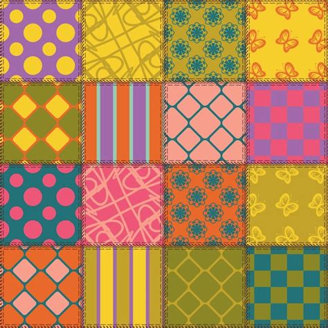 Premium Vector | Patchwork background with different patterns