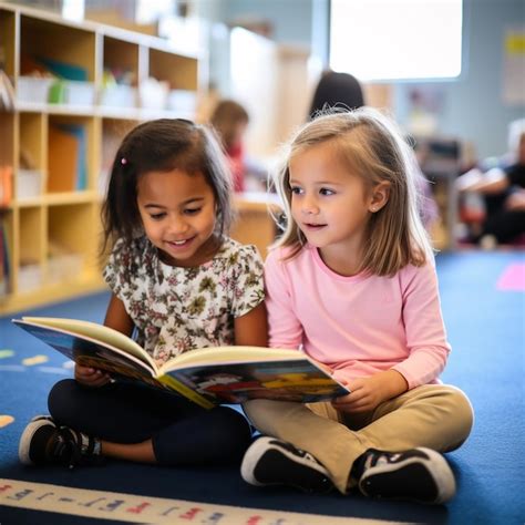 Premium Photo | Photo of kids reading a book together in the classroom