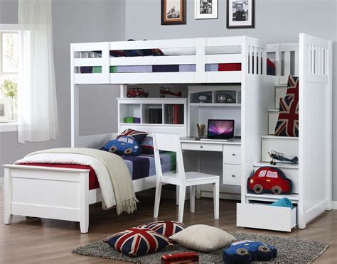 Neutron High Sleeper Bed With Stair Storage Bunk Bed With Desk High