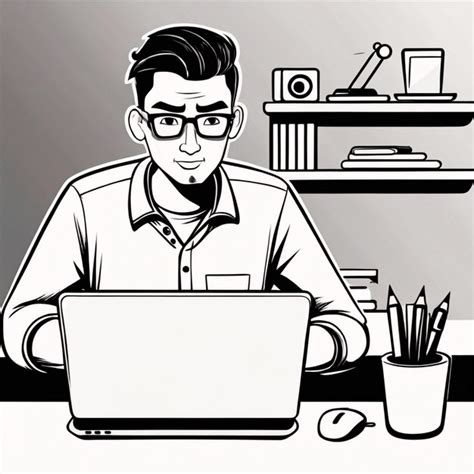 Premium AI Image | A man working on laptop cartoon vector illustration