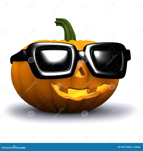 3d Halloween Pumpkin Wears Sunglasses Stock Illustration Illustration Of Shades Smile 43913466