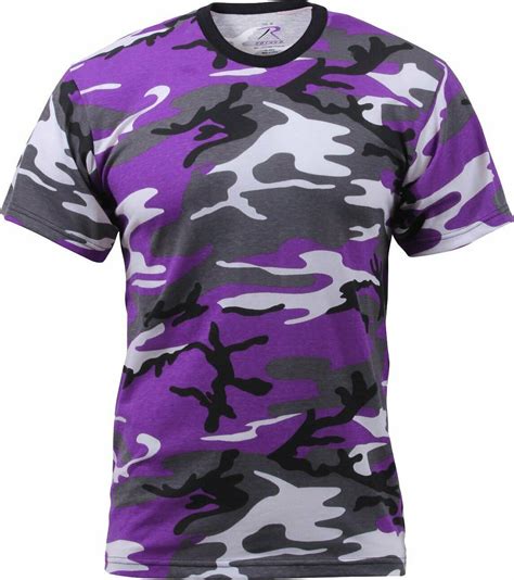 Mens Purple Camouflage Tactical Military Short Sleeve T Shirt Shirts