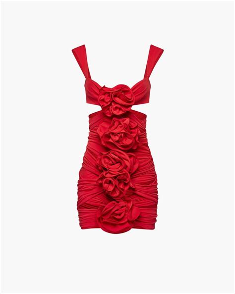 Magda Butrym Floral Detailed Mini Dress In Red Lyst