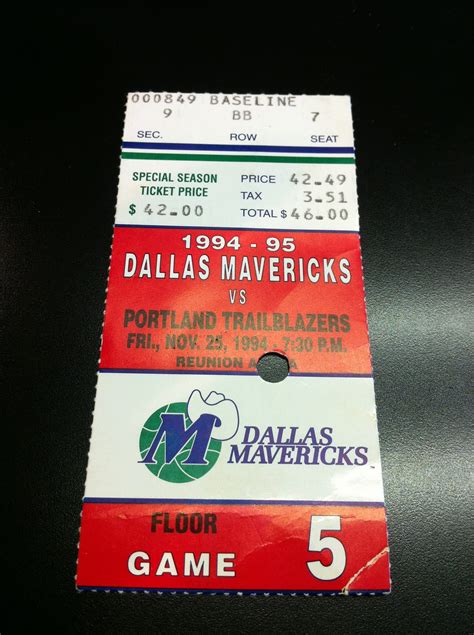 Ticket Stubs: Dallas Mavericks vs. Portland Trailblazers