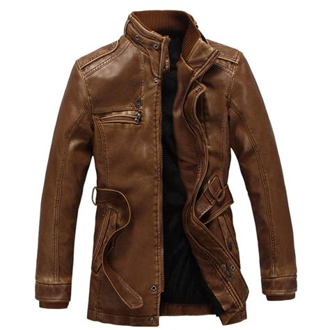 2018 New Arrival Autumn Winter Leather Jacket Warm Long Men Winter ...