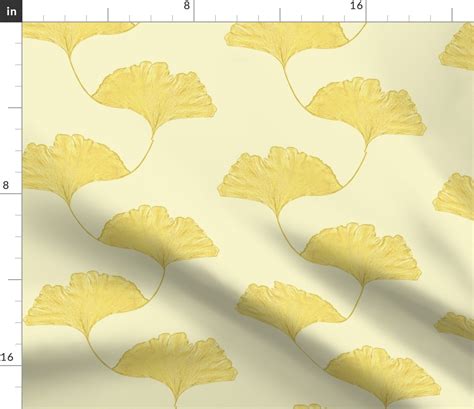 Ginkgo Link Butter Yellow Fabric Spoonflower