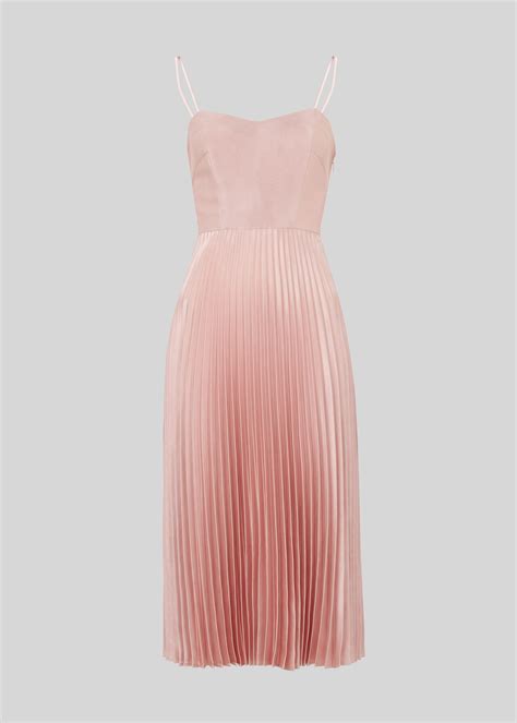 Pale Pink Satin Pleated Strappy Dress Whistles Whistles Uk