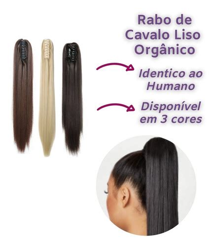 Rabo De Cavalo Orgânico - Rabo De Cavalo Orgânico Fibra Premium Liso Varias Cores 65cm | MercadoLivre