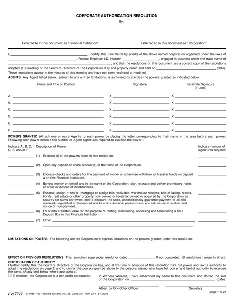 Corporate Authorization Resolution Pdf Form Formspal