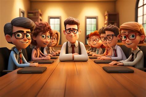 Premium AI Image | Boring and stress office meeting 3D cartoon concept