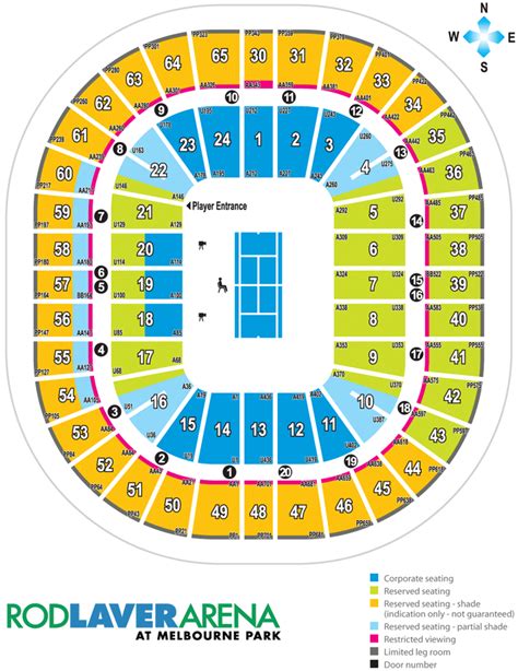 Rod Laver Arena Seating Map Rod Laver Arena Map Stadium