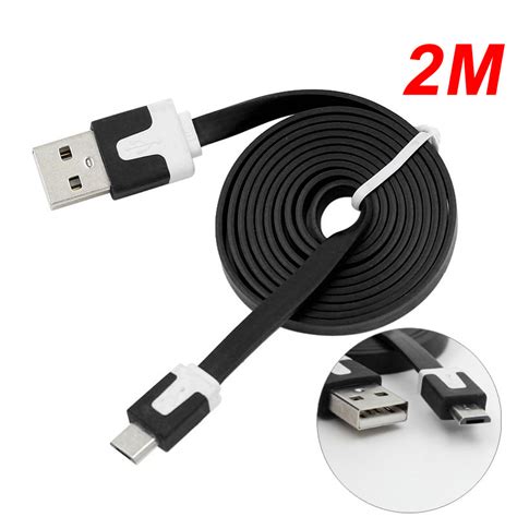 M Micro Usb Flat Noodle Charger Data Cable Cord For Samsung Note Htc