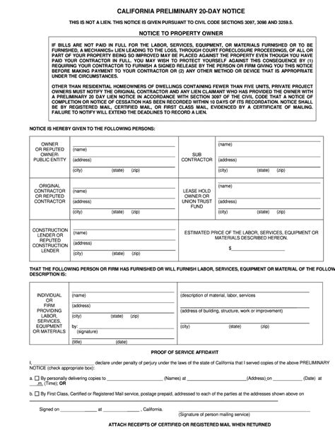 Day Preliminary Notice California Pdf Fill Out Sign Online Dochub