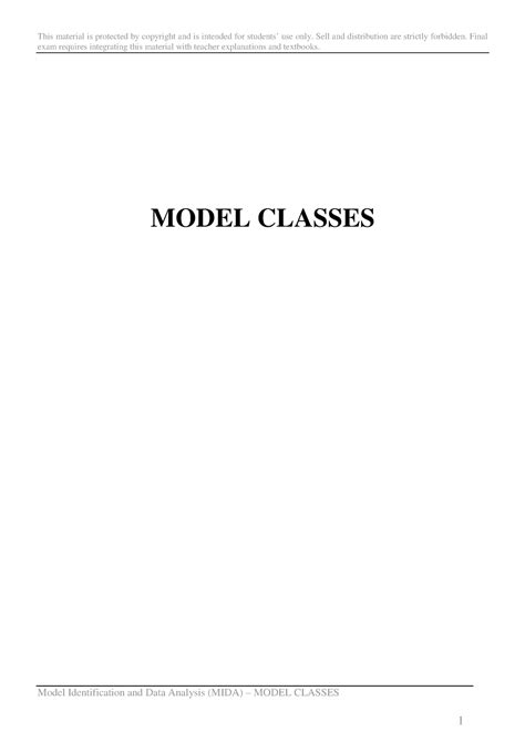 1 Classi Modelli Model Identification And Data Analysis Mida Model Classes Model Classes