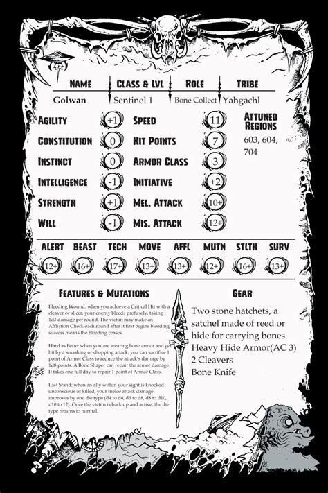 The Bone Age Mini Review And Custom Character Sheet For A Science