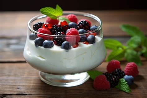 Premium Ai Image Homemade Greek Yogurt And Fresh Berries Delight