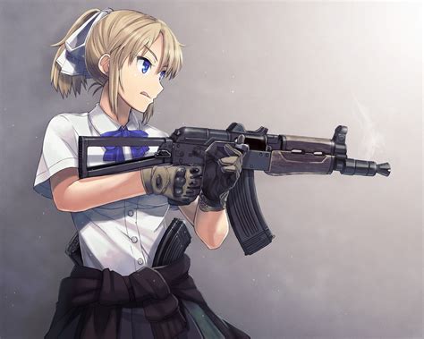 Fondos De Pantalla Pistola Rubia Anime Chicas Anime Ojos Azules