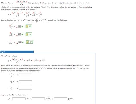 Solved 7x2 3x 7 The Function Y Is A Quotient It Is