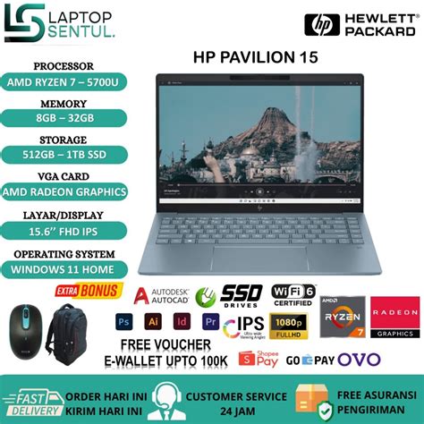 Jual Laptop Gaming Hp Pavilion Amd Ryzen U Ram Gb Tb Radeon