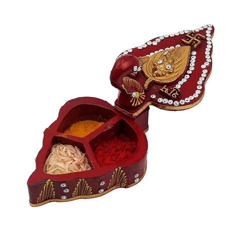 Buy Diya Home Triangular Wood Roli Tika Chopra In Peacock Shape