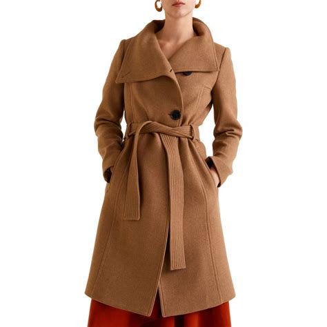 Camel Belted Wool Coat Brandalley