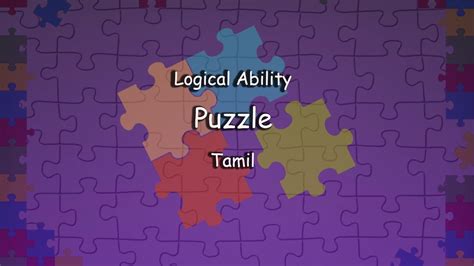 PUZZLE Part 1 In Tamil Logical Ability YouTube