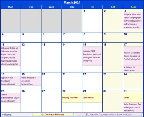 Printable March 2024 Calendar With Holidays