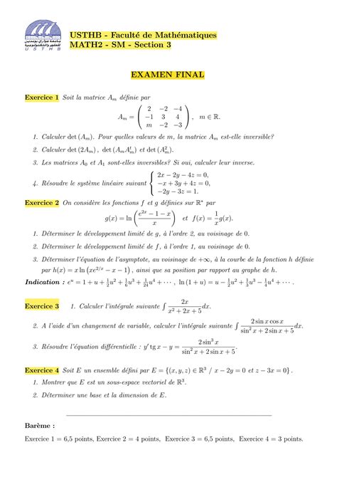 Solution Examen Final Corrig Math Studypool