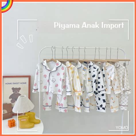 Jual Piyama Kerah Anak Import Lucu Setelan Lengan Panjang Premium Anak