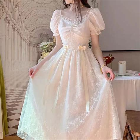 2022 Sommer Viktorianischen Hochzeit Midi Kleid Koreanische Elegante