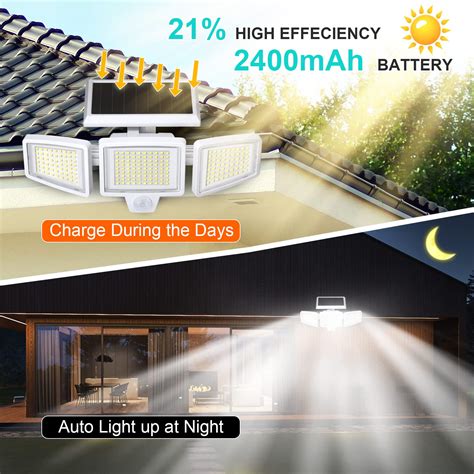 Qiyvlos Solar Lights Outdoor Pack Led Lm Motion Sensor