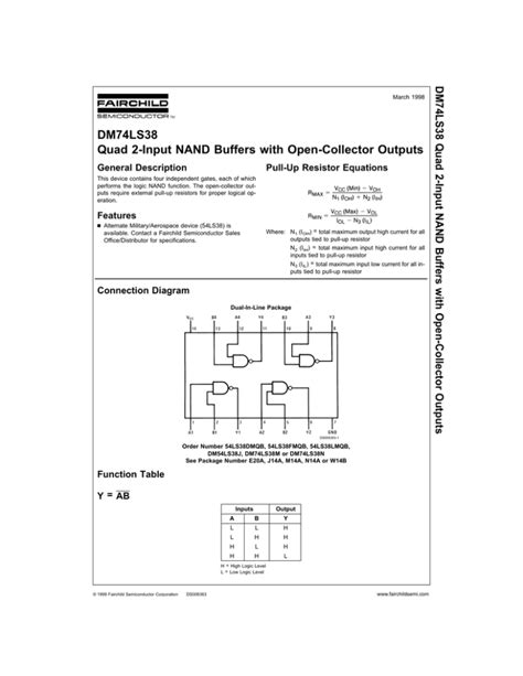 DM74LS38 Quad 2 Input NAND Buffers With Open