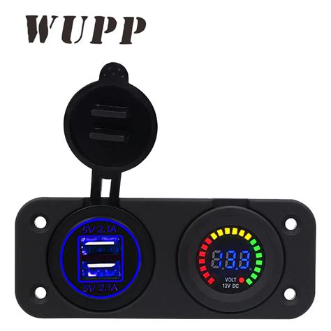 Wupp V A Dual Usb Car Charger Blue Red Green Power Outlet Adapter