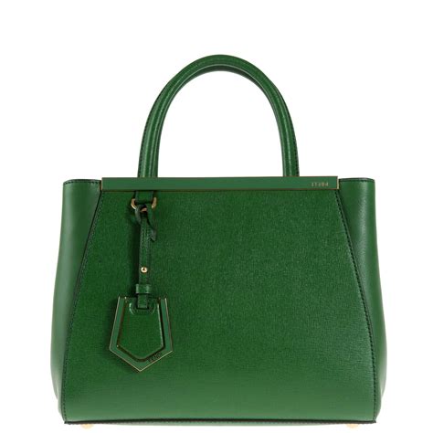 Lyst Fendi 2jours Leather Bag In Green