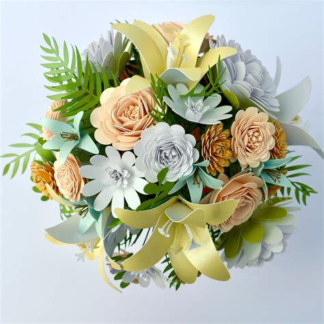 Paper Flower Bouquet Featuring Flowers and Foliage created from the ...