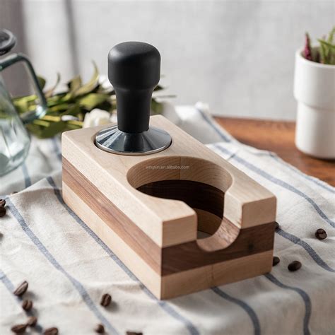 Walnut Wood Tamping Station Wood Espresso Tamper Mat Stand Wooden