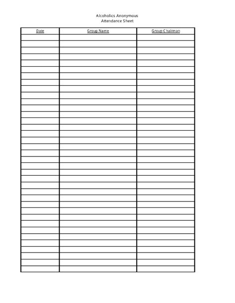 Printable Aa Meeting Attendance Sheet Printable Word Searches