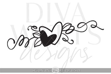 Timeless Silhouette Heart Flourish Svg Graphic By Diva Watts Designs