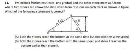 11 Tw Inclined Frictionless Tracks One Gradual And The Other Steep Meet