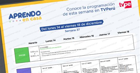 Aprendo En Casa Programaci N Del Lunes Al Viernes De Diciembre