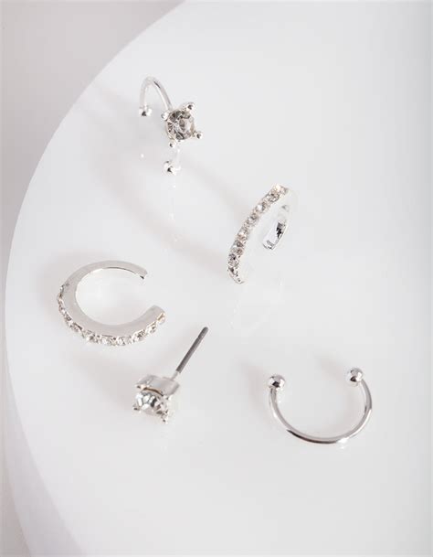 Silver Classic Diamante Ear Stack Lovisa