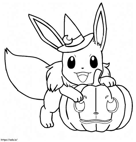 Pokemon Eevee On Halloween Coloring Page