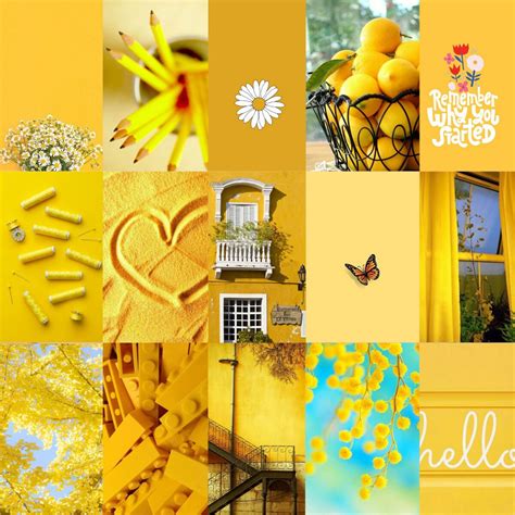 100pcs Yellow Wall Collage Kit Aesthetic Trendy Pictures Dorm Room